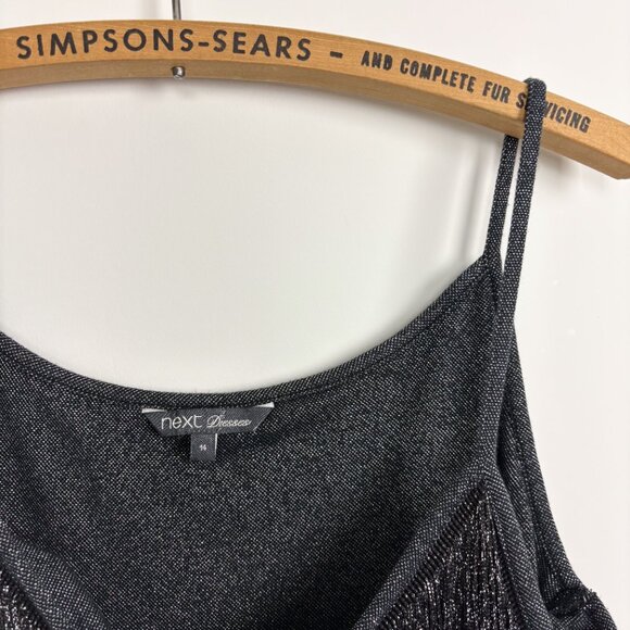 Next Dresses Womens Metallic Fringe Mini Flapper Dress Black 14 New Years Party - Picture 5 of 5